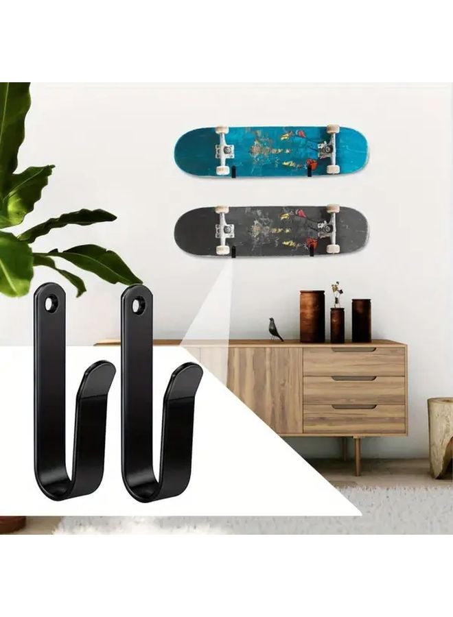 Black Metal Wall Mounted Snowboard Skateboard Rack Horizontal Display Stand - Image 2