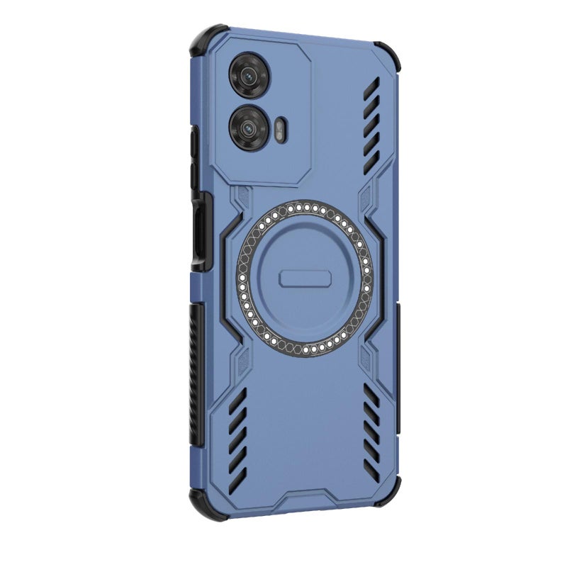 جراب هاتف مقاوم للصدمات Armor MagSafe بحلقة مغناطيسية لهاتف Motorola Moto G34 5G (أزرق) - Image 5