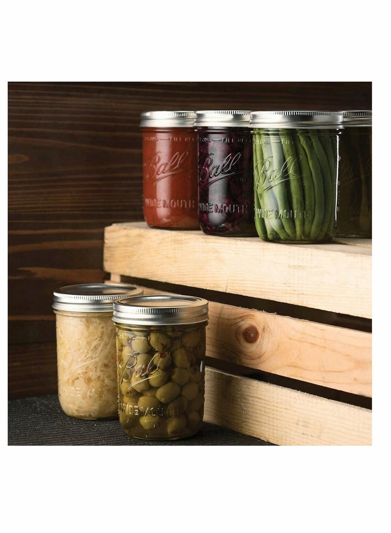 Y&D Ball Wide Mouth Mason Jars (16 oz/Capacity) [6 Pack] with Airtight lids and Bands. For Canning, Fermenting, Pickling, Decor - Freezing, Microwave And Dishwasher Safe  - Image 3