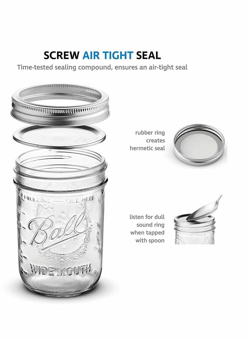 Y&D Ball Wide Mouth Mason Jars (16 oz/Capacity) [6 Pack] with Airtight lids and Bands. For Canning, Fermenting, Pickling, Decor - Freezing, Microwave And Dishwasher Safe  - Image 4