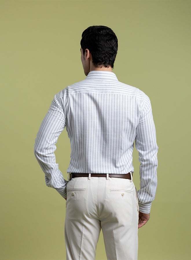 Mannerism The Metallic Sheen Grey Easy Care Lyocell Shirt with Subtle Shine - Image 5