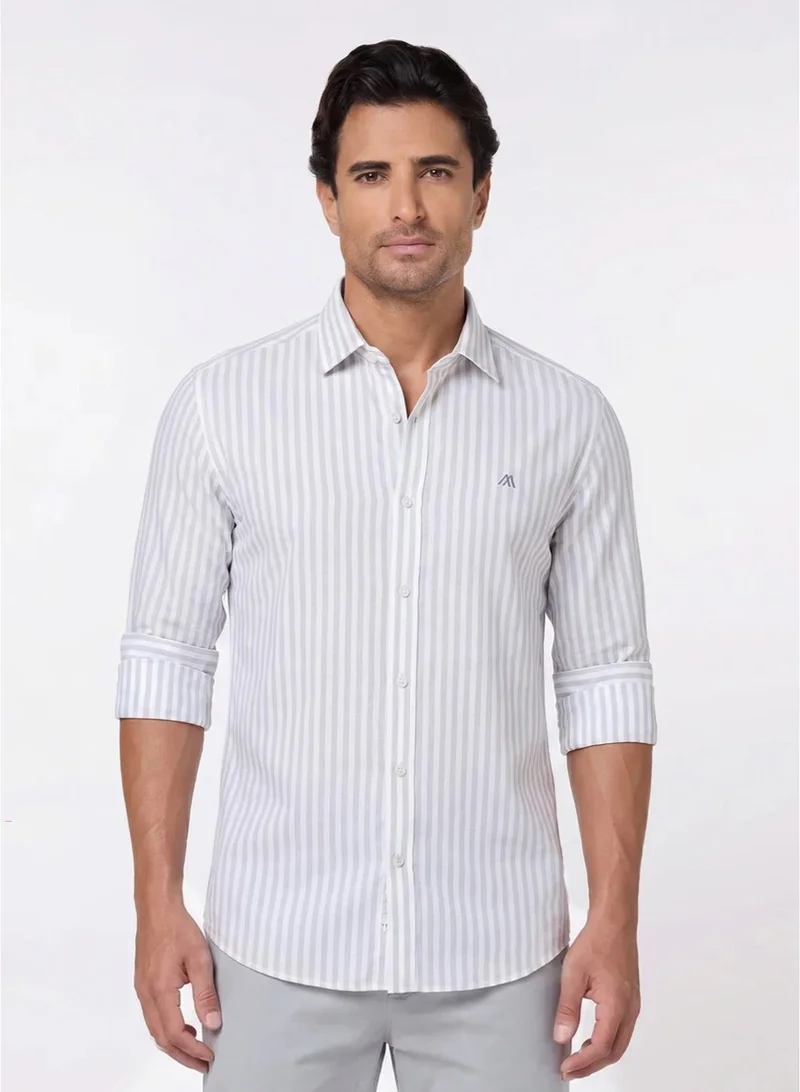Mannerism The Metallic Sheen Grey Easy Care Lyocell Shirt with Subtle Shine