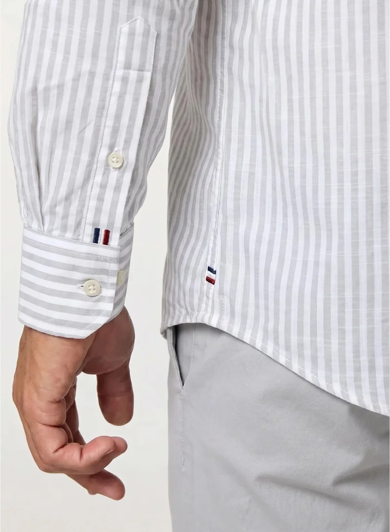 MANNERISM  The Metallic Sheen Grey Easy Care Lyocell Shirt with Subtle Shine for Men | Best Price UAE