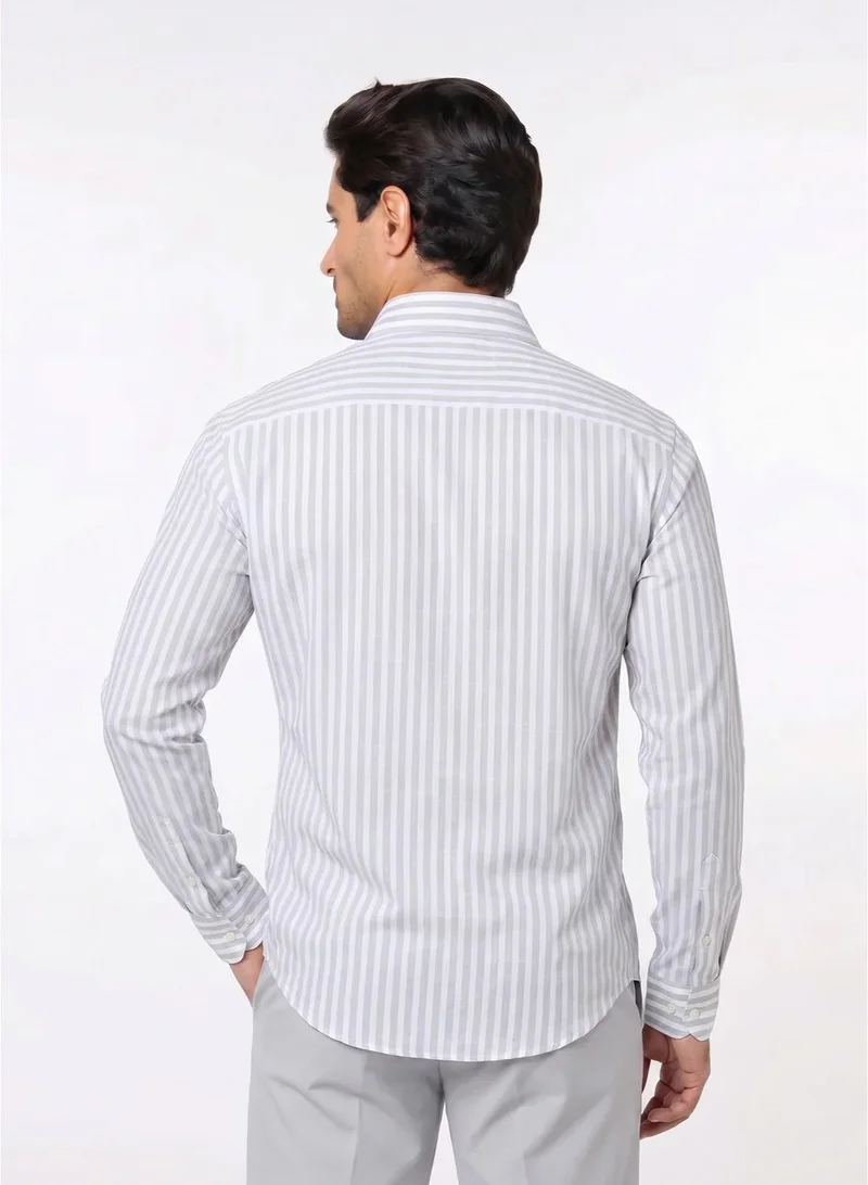 MANNERISM  The Metallic Sheen Grey Easy Care Lyocell Shirt with Subtle Shine for Men | Best Price UAE