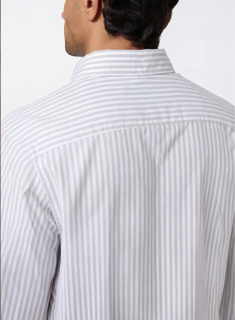 MANNERISM  The Metallic Sheen Grey Easy Care Lyocell Shirt with Subtle Shine for Men | Best Price UAE