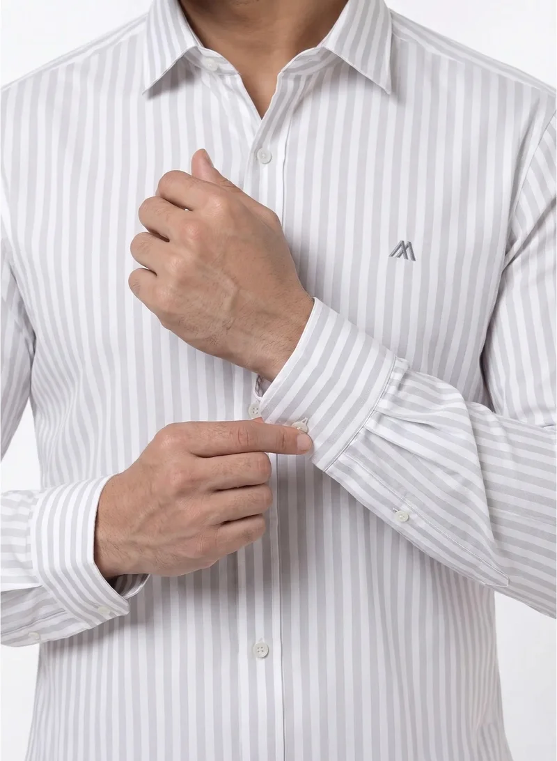 Mannerism The Metallic Sheen Grey Easy Care Lyocell Shirt with Subtle Shine