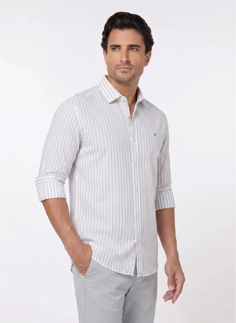 MANNERISM  The Metallic Sheen Grey Easy Care Lyocell Shirt with Subtle Shine for Men | Best Price UAE