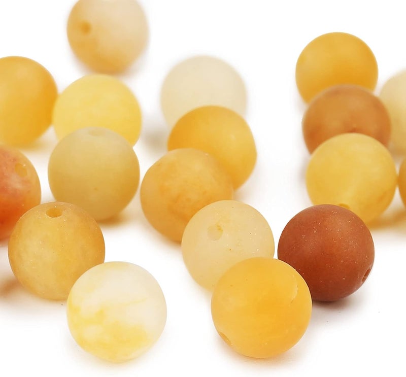 AUREHEN Natural Matte Yellow Jade Beads, 10MM Round Frosted Unpolished Loose Gemstone Beads for Bracelet Necklace Jewelry Making, Energy Stone Healing Power with Stretch Beading Cord - Image 5