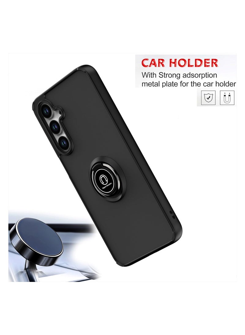 Samsung Galaxy A16 5G Rotational Metal Ring Kickstand Cover Anti Fingerprint Scratch Resistance Matte Finish Case Soft TPU Bumper Magnetic Car Mount Cover for Samsung Galaxy A16 5G - Image 4