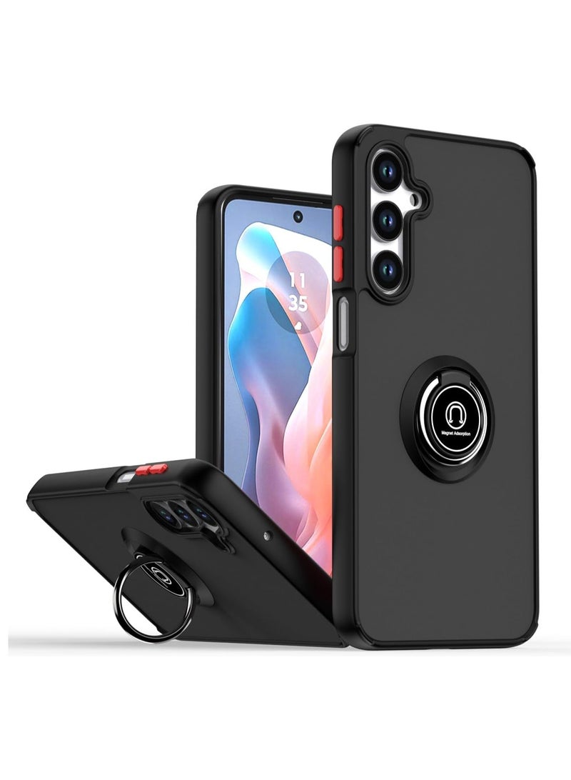 Samsung Galaxy A16 5G Rotational Metal Ring Kickstand Cover Anti Fingerprint Scratch Resistance Matte Finish Case Soft TPU Bumper Magnetic Car Mount Cover for Samsung Galaxy A16 5G - Image 1