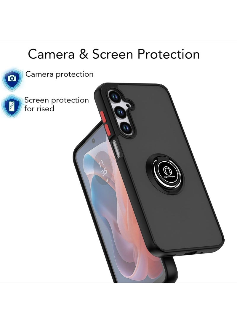 Samsung Galaxy A16 5G Rotational Metal Ring Kickstand Cover Anti Fingerprint Scratch Resistance Matte Finish Case Soft TPU Bumper Magnetic Car Mount Cover for Samsung Galaxy A16 5G - Image 3