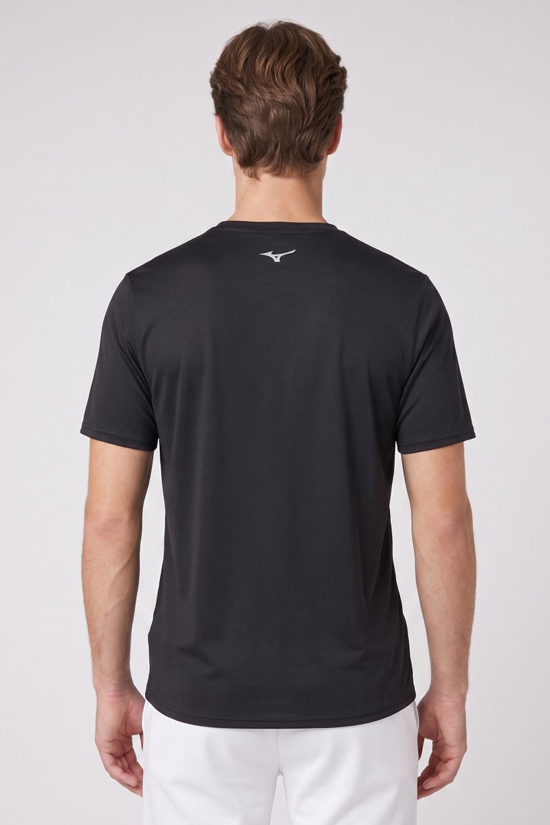 Mizuno Men Sportswear Fit Short Sleeve Running T-Shirt, Black - Image 4