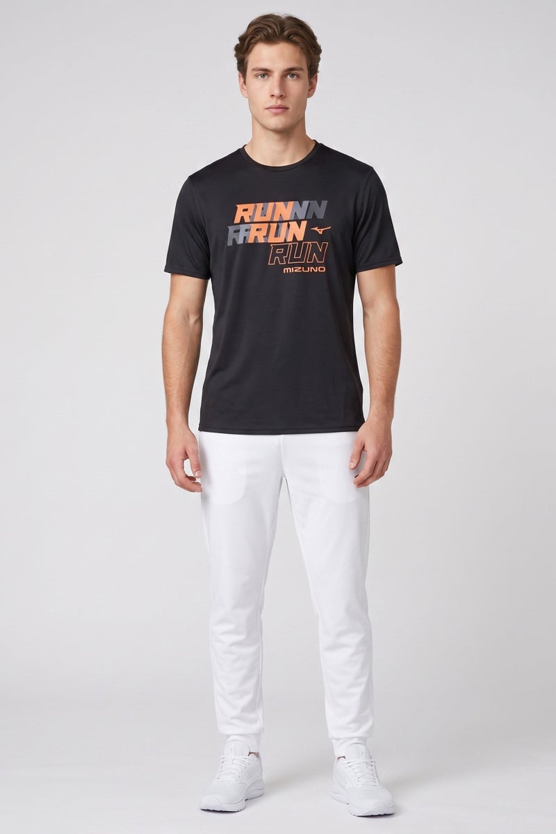 Mizuno Men Sportswear Fit Short Sleeve Running T-Shirt, Black - Image 2