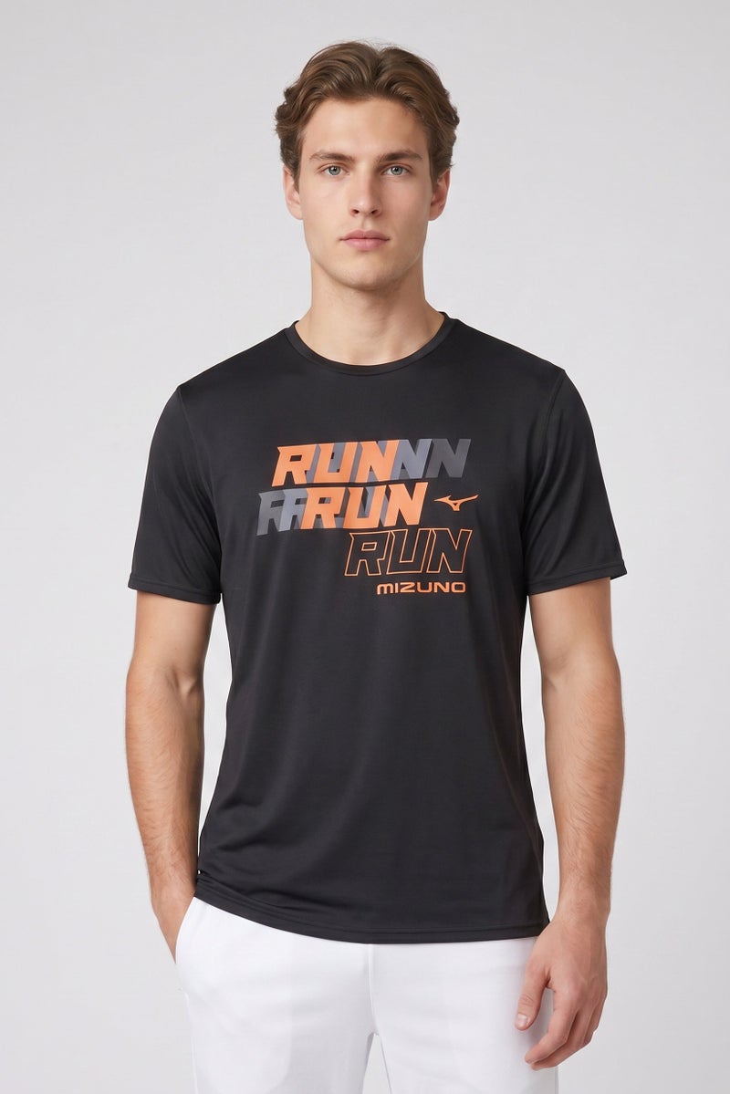 Mizuno Men Sportswear Fit Short Sleeve Running T-Shirt, Black - Image 1