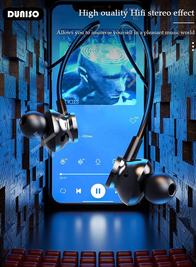 DUNISO Wireless Neckband Headphones Bluetooth 5.3 Wireless Sports Earphone with LED Display Extra Long Playtime Wireless Stereo Neckband Earbuds Waterproof Earphones for IOS and Android  - Image 2