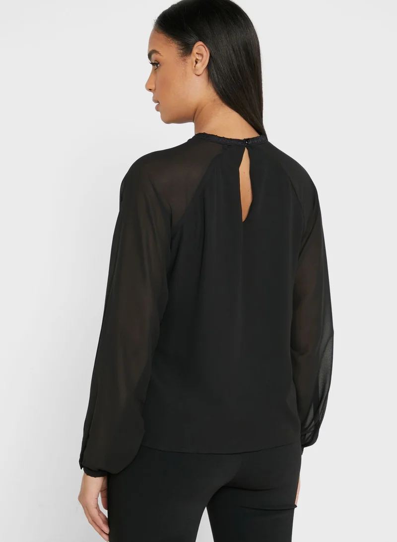 VERO MODA Round Neck Mesh Top