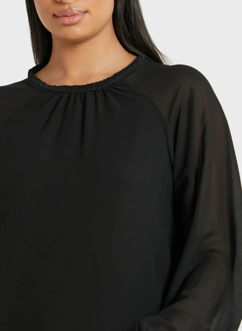 VERO MODA Round Neck Mesh Top