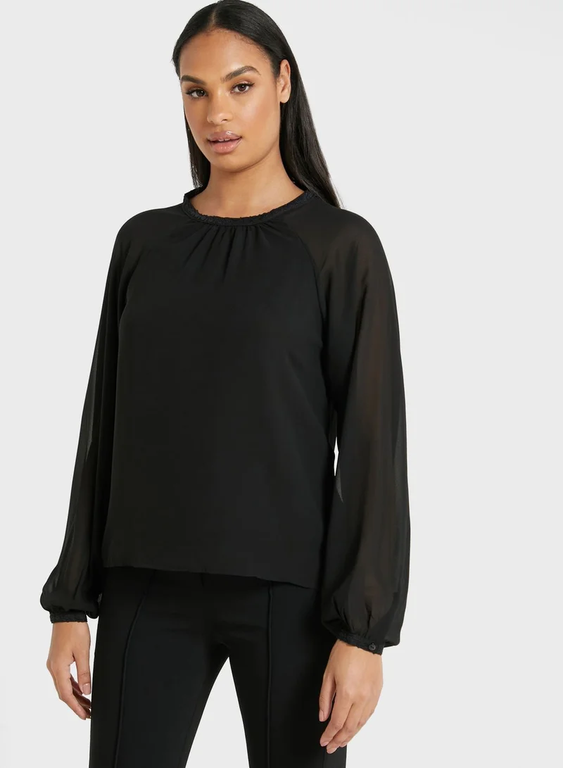 VERO MODA Round Neck Mesh Top