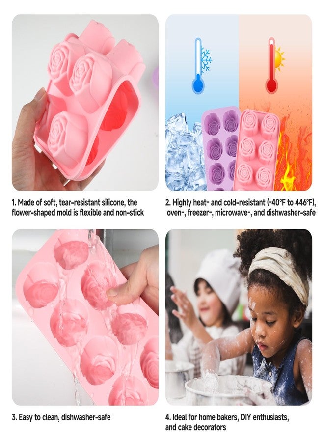 Ryetvok 2 Pcs Rose Silicone Mold for Chocolate,20-Cavity Rose Chocolate Mold for Candy, Gummy&Cake Decorating-Flexible Flower Ice Cube Mold & Candy Mold for Strawberries,Jello,and Baking - Image 3