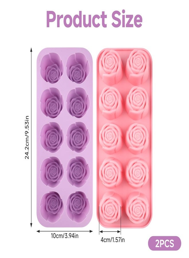 Ryetvok 2 Pcs Rose Silicone Mold for Chocolate,20-Cavity Rose Chocolate Mold for Candy, Gummy&Cake Decorating-Flexible Flower Ice Cube Mold & Candy Mold for Strawberries,Jello,and Baking - Image 2