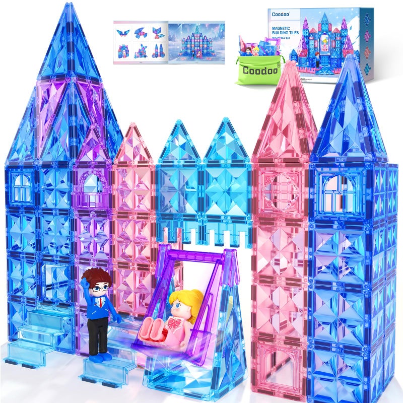 Coodoo Diamond Magnetic Tiles Building Blocks Princess Toys for Girls Boys Toddler Girl Gifts 3 4 5 6 Year Old Gifts Toys for Ages 38 3 Year Old Birthday Xmas Present - Image 3