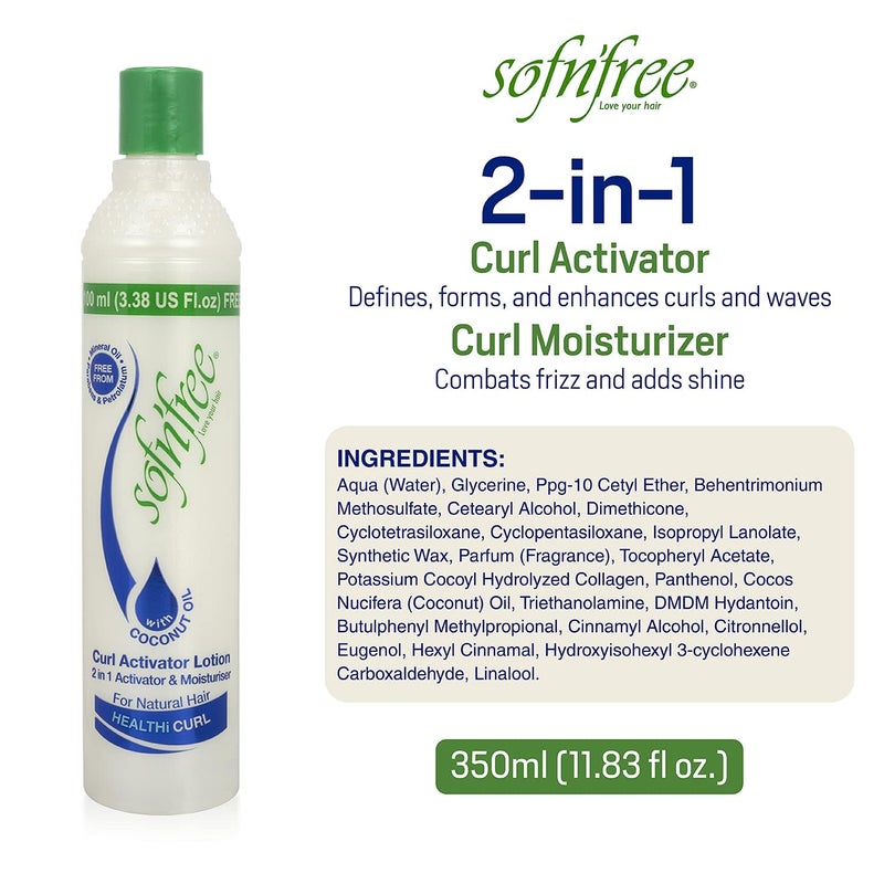SOFNFREE SOF N' FREE Moisturizer & Curl Activator for Natural Hair, Soft Curls, and Waves 11.83 fl oz / 350ml - Pack of 1 - Image 2