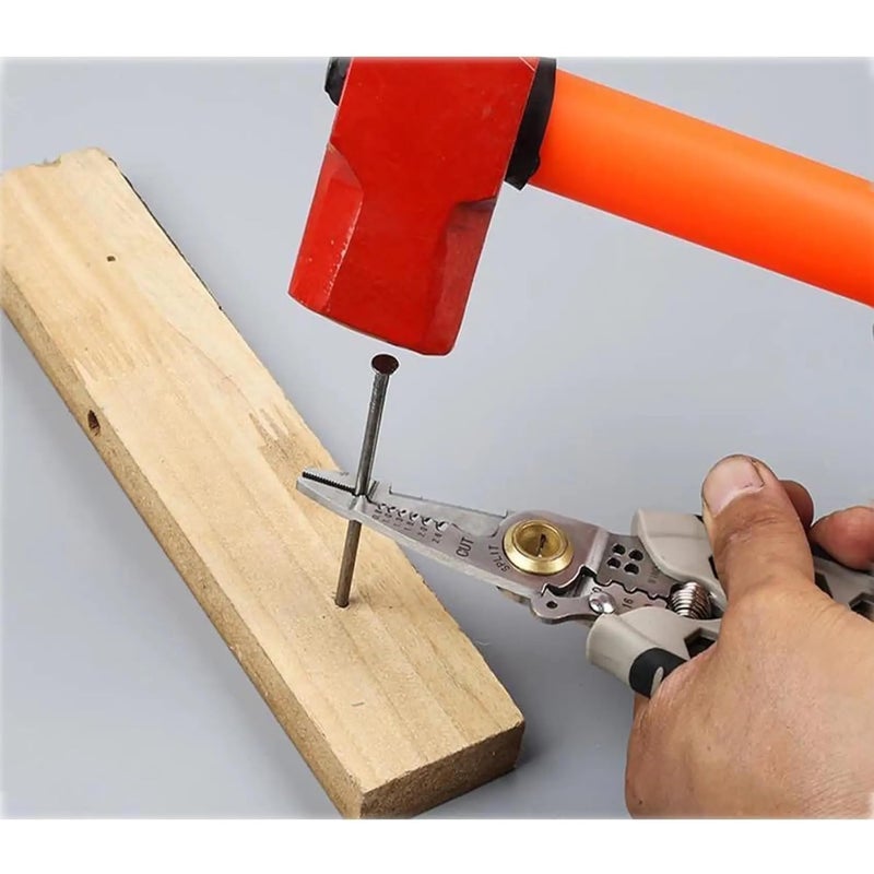 SHREESAMP Electrical Wire Striper Cutter And Portable Cable Stainless Steel Hand Tool Heavy Duty Stripping Cutting For Crimping Wire Stripping Safety Lock Wire Stripper Silver 185x6x15 CM - Image 4