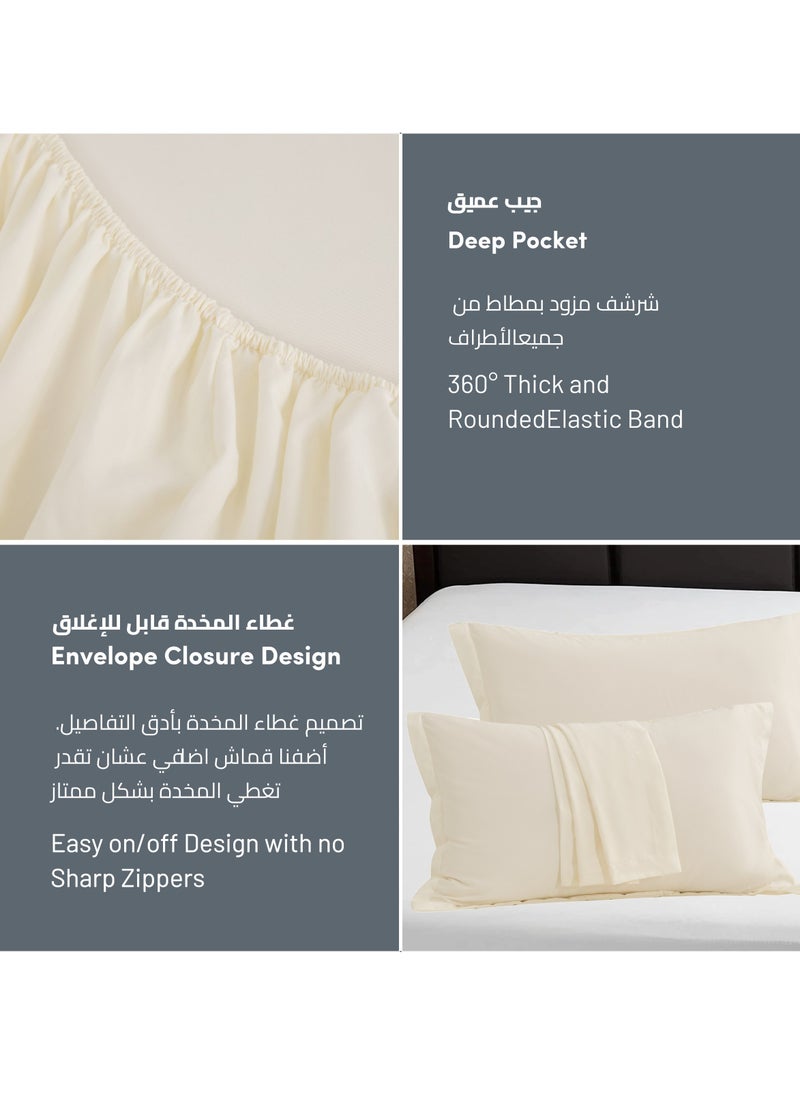 Donetella - Bedding Fitted Sheet 3-Pcs King Size Solid Bed Sheet Set Fits(180x200CM) With Pillowcases And 35 CM Extra Deep Brushed Microfiber Bed Sheet,Lemon Grass - Image 1