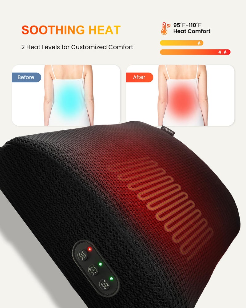 Beleduc Lumbar Support Pillow for Office Chair - Heated Back Support Pillow with Vibration Massage, Ergonomic Back Massager for Chair, Adjustable Vibration, 2 Heat Levels, Gifts - Image 3