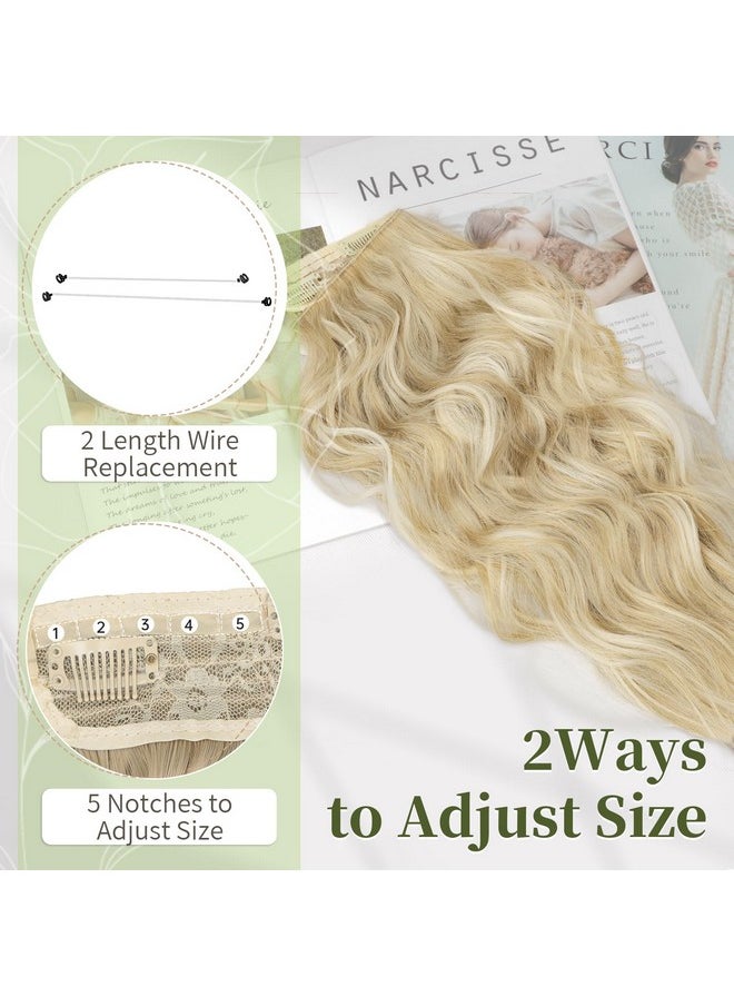 KooKaStyle - Invisible Wire Hair Extensions With Transparent Wire Headband Adjustable Size 4 Secure Clips Long Wavy Hairpiece For Women - Image 1