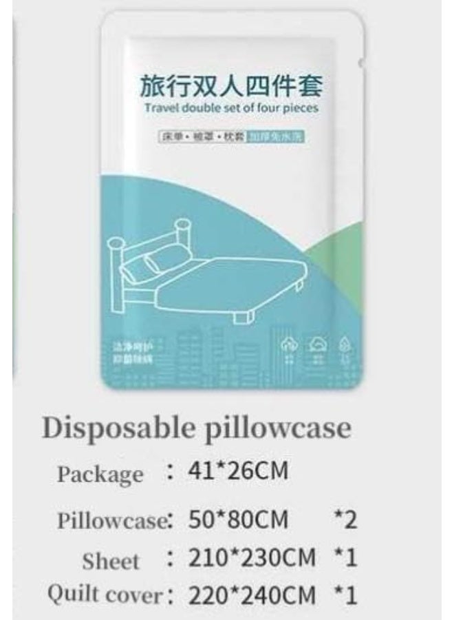 Beone Portable Disposable Bed Sheet with 1 Bed Sheet 220x240, 1 Quilt Cover 220x240, 2 Pillowcase 60x80 - Image 2