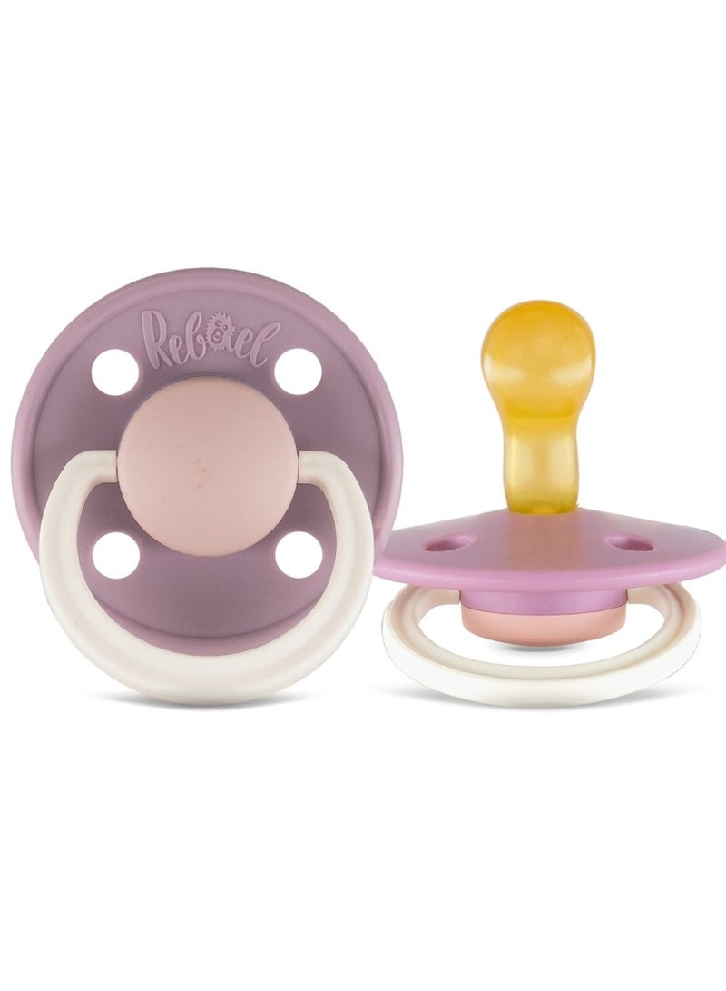 Rebael Fashion Natural Rubber Round Pacifier Size 1 - Baby 0-6M (2-pack) - MistySoftMouse/TornadoPlumMouse - Image 2