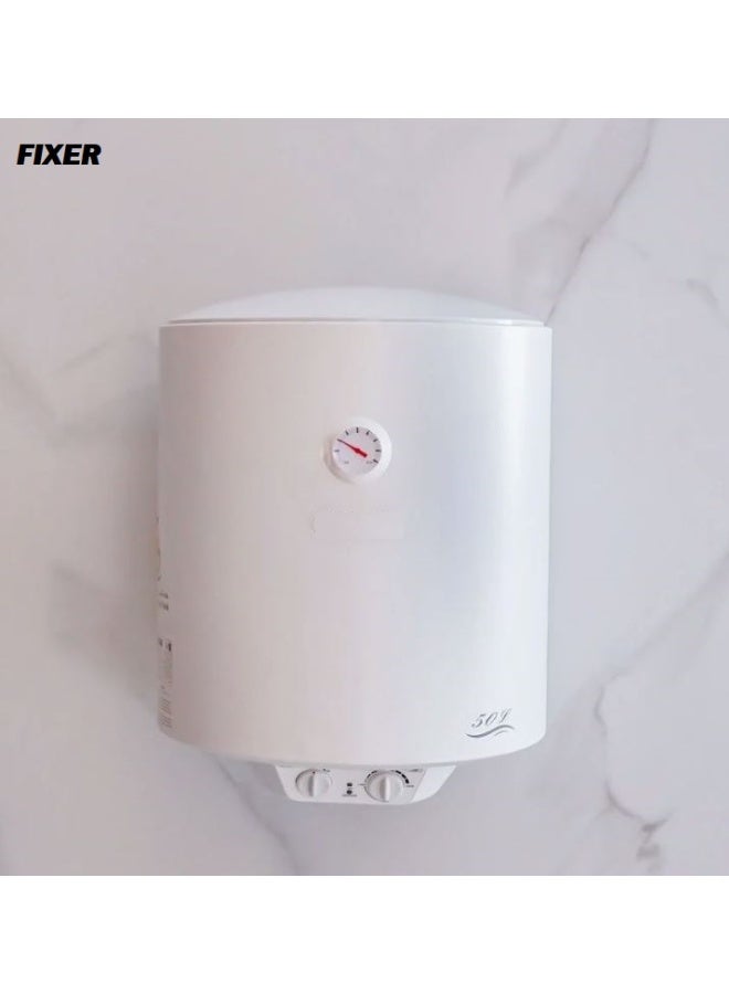فكسر سخان مياه كهربائي عمودي - ٥٠ لترًا، مثبت على الحائط | موفر للطاقة، خزان مغطى بالزجاج، ضمان ٧ سنوات - Image 1