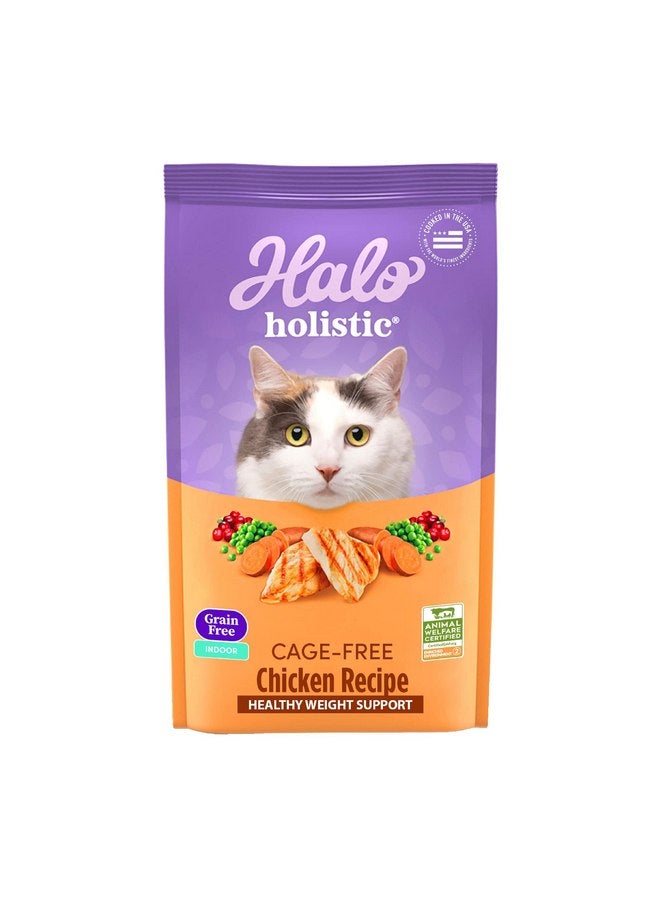 Halo Holistic Indoor Cat Food Dry, Grain Free Cage-free Chicken Recipe for healthy weight support, Complete Digestive Health, Dry Cat Food Bag, Adult Formula, 10-lb Bag - Image 1