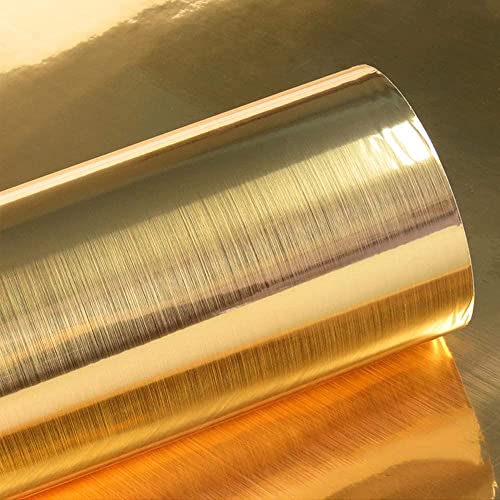 SUNBIRD Gold Brush Self Adhesive Contact Paper Wallpaper Peel and Stick Wallpaper Removable Waterproof Contact Paper DIY Decor Shelf Liner Covering Film Roll (12 X 24 Inch) - Image 1