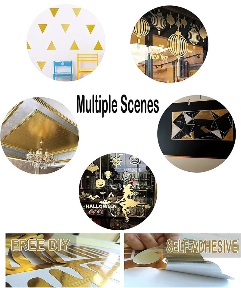 SUNBIRD Gold Brush Self Adhesive Contact Paper Wallpaper Peel and Stick Wallpaper Removable Waterproof Contact Paper DIY Decor Shelf Liner Covering Film Roll (12 X 24 Inch) - Image 4