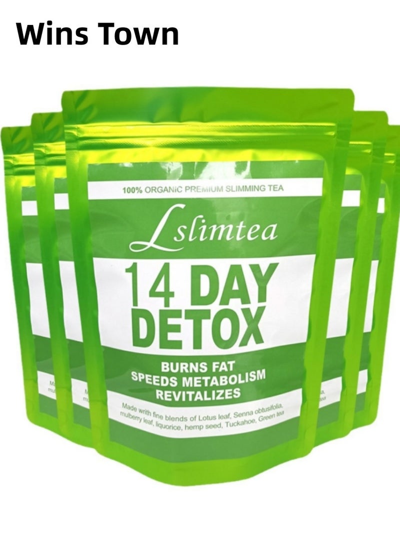 وينز تاون أكياس شاي التخلص من السموم من البطن، شاي التنحيف وفقدان الوزن، شاي التخلص من السموم يدعم الهضم الصحي والتمثيل الغذائي، 14 كيسًا - Image 1
