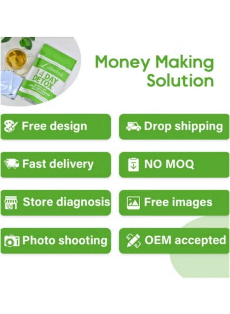 وينز تاون أكياس شاي التخلص من السموم من البطن، شاي التنحيف وفقدان الوزن، شاي التخلص من السموم يدعم الهضم الصحي والتمثيل الغذائي، 14 كيسًا - Image 5