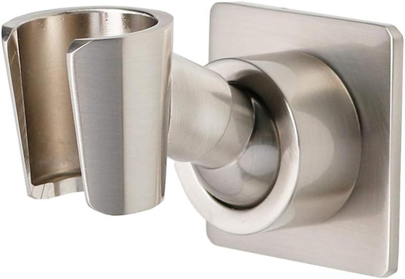 YDmeet Shower Head Holder All Metal Handheld Shower Wand Bracket Adhesive Shower Wall Mount Holder Brass Shower Spray Holder Brushed Nickel, Drill Free Glue Installation - Image 1