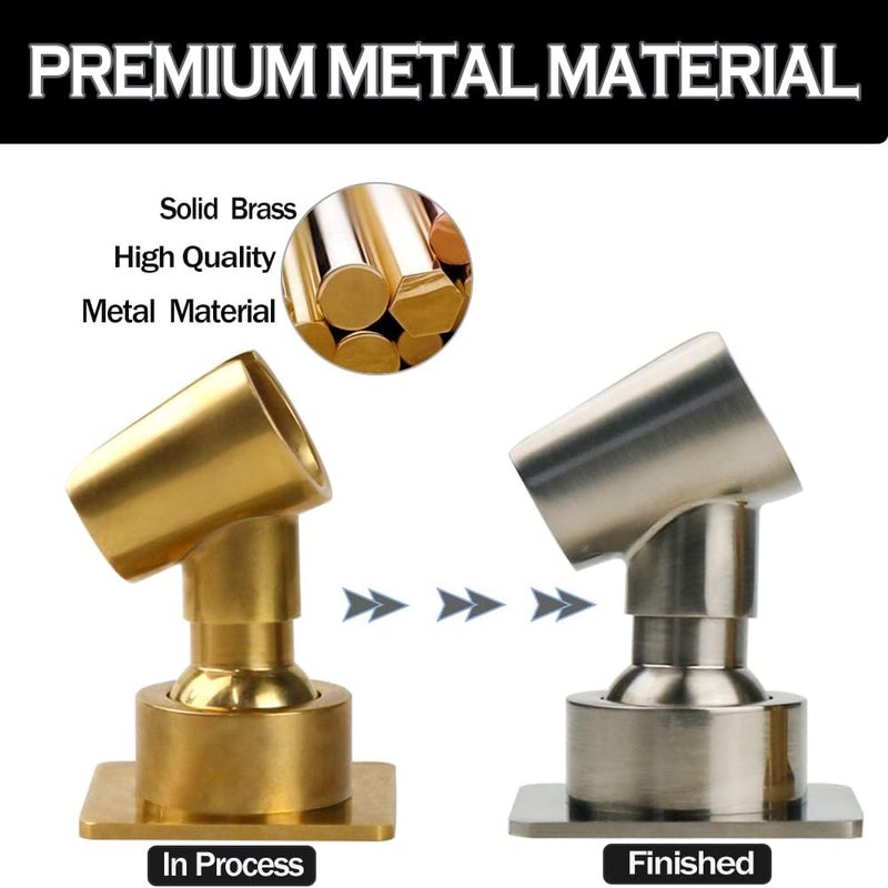 YDmeet Shower Head Holder All Metal Handheld Shower Wand Bracket Adhesive Shower Wall Mount Holder Brass Shower Spray Holder Brushed Nickel, Drill Free Glue Installation - Image 2