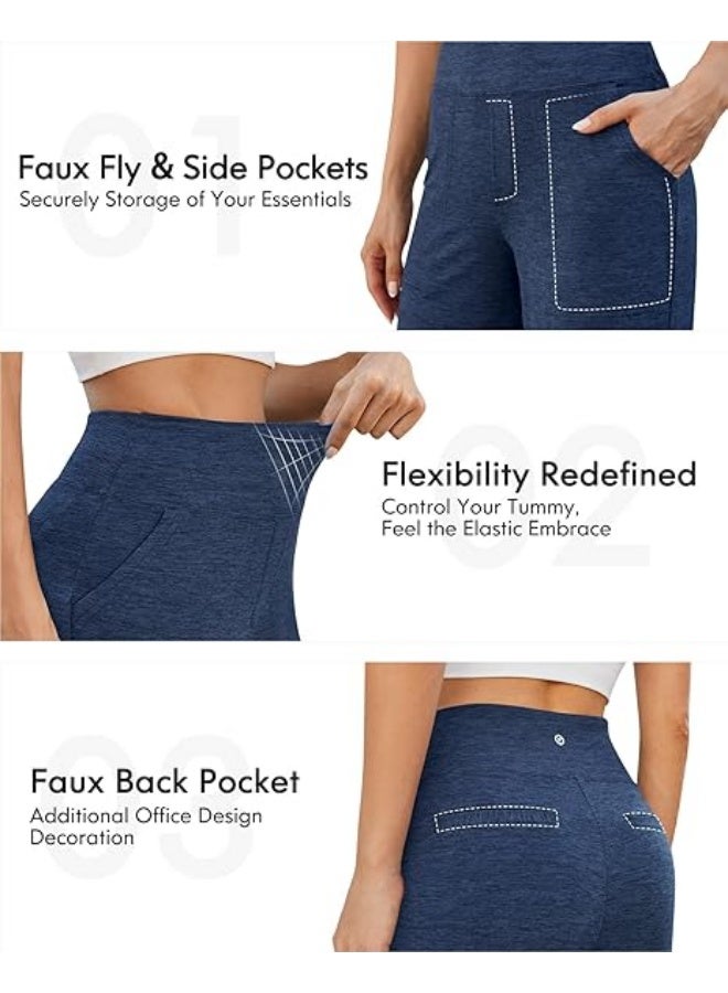 NIBEMINENT Yoga Pants Women Wide Leg Pants with Pockets High Waist Stretch Dress Casual Sweatpants Petite/Regular/Tall - Image 3