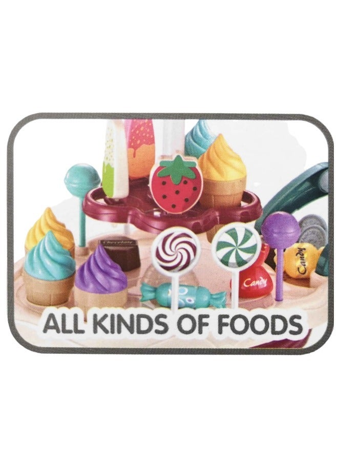 HOME CANDY ICE CREAM CART TROLLEY PLAYSET EARLY LEARNING PRETEND TOY FOR KIDS WITH LIGHT & MUSIC - Image 3