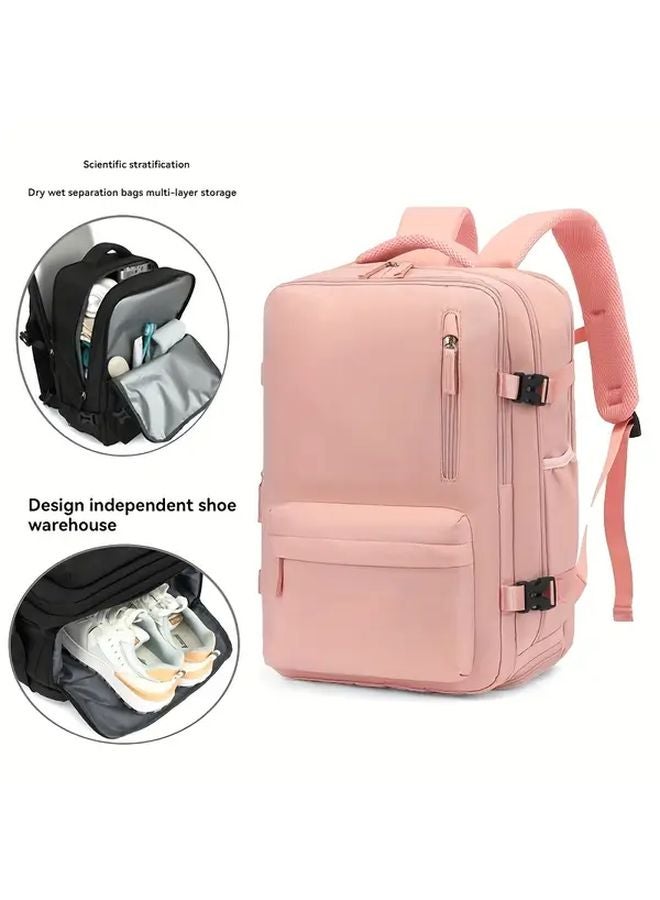 Pink 15 Inch Laptop Backpack For Women With Shoe Compartment Travel Approved - Image 1