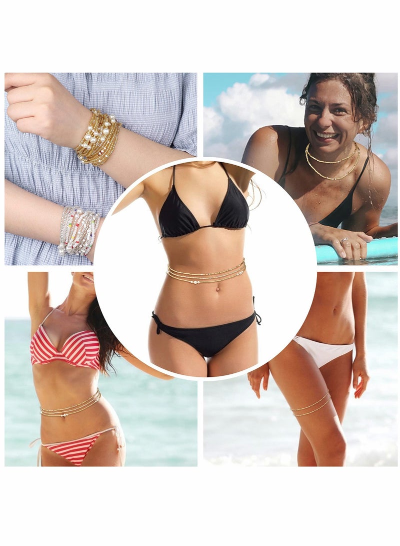 Y&D Waist Beads for Women Belly Chain Adjustable Boho Multilayer Chain African Plus Size Bikini Jewelry 3pcs - Image 3