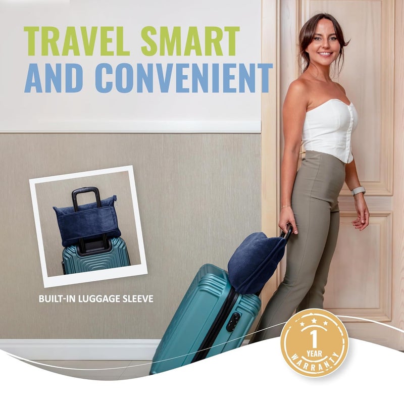بطانية وسادة السفر من BOACAY مع غطاء، مادة فائقة النعومة مع مشبك للحقيبة الظهر وغطاء الأمتعة، بطانية رحلات الطيران - Image 4