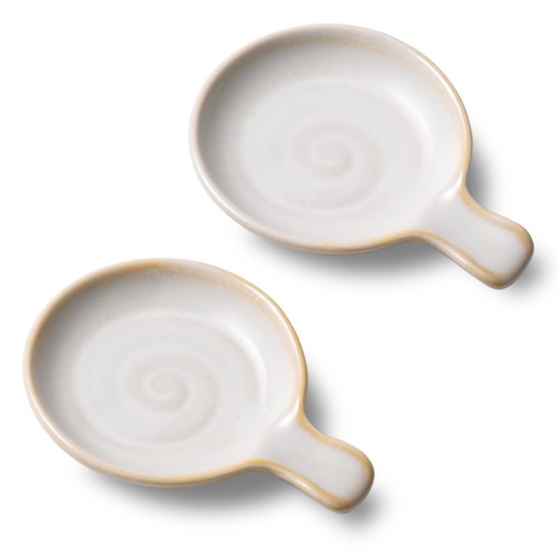 Magclay Coffee Spoon Rest for Coffee Bar, 3.3" Small Ceramic Spoon Holder for Kitchen Counter and Stove Top, Modern Style Coffee Bar Accessories, Set of 2, Matte Reactive White - Image 1