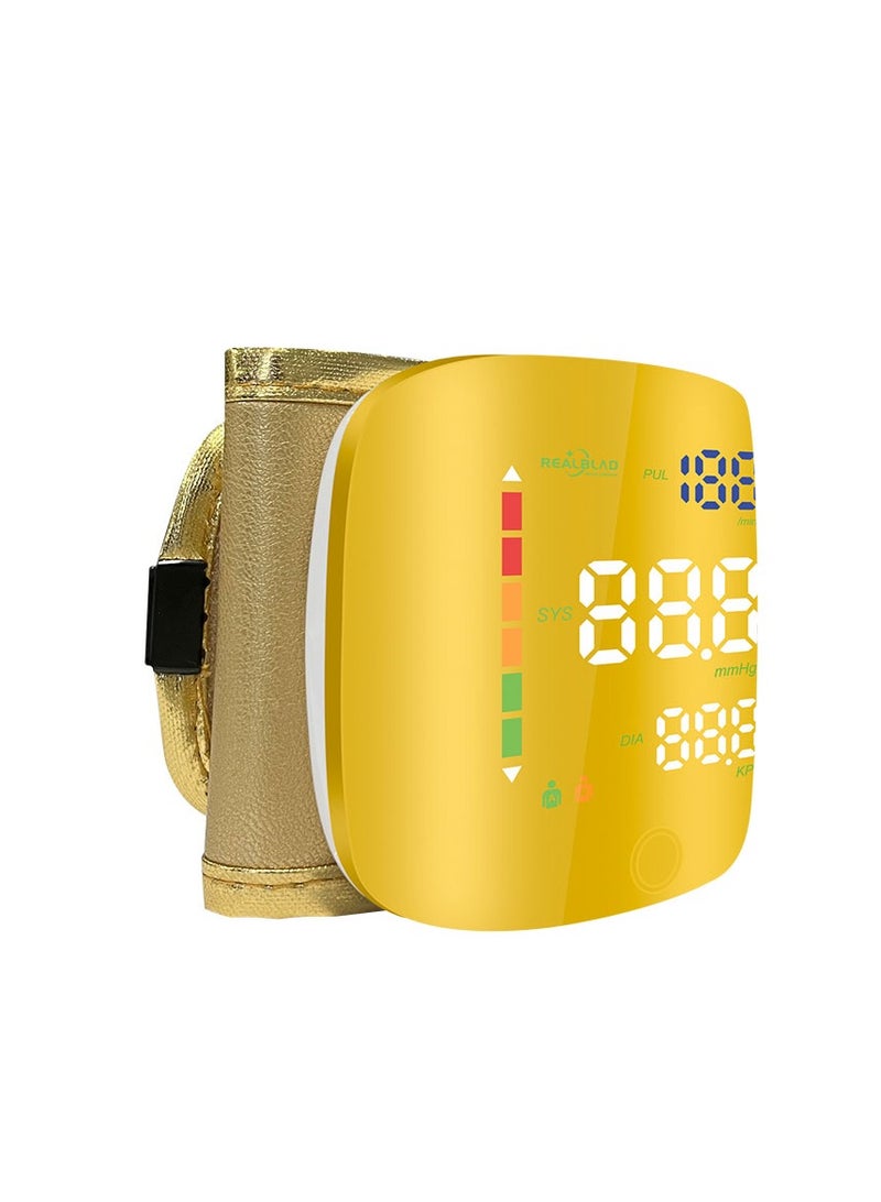 REALBLAD Accurate Blood Pressure Monitor with Arabic Voice Broadcast, Rechargeable 2x99 Readings Memory Wrist BP Monitor, with LED Large Display (GOLD & WHITE) - Image 5