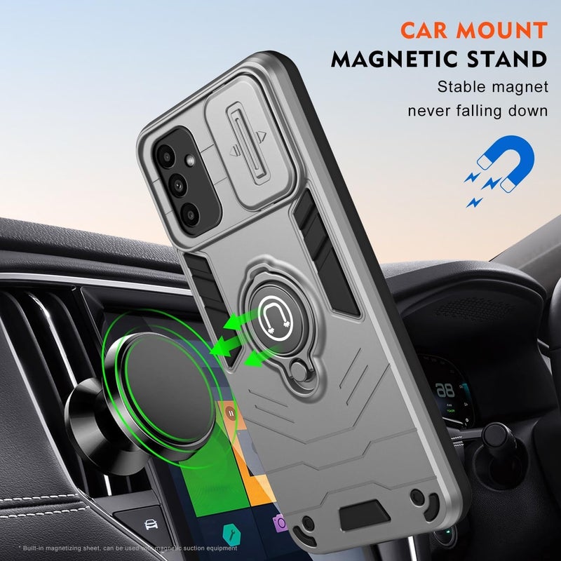 GOLDEN MASK For Samsung Galaxy A54 Armor Window Bracket Camera Shield Cover Camera Lend Protection With Ringe (Gray) - Image 4