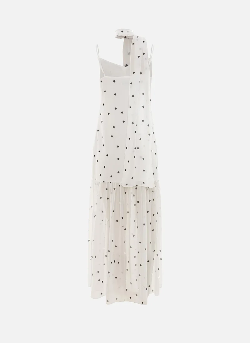 Lichi  Polka dot maxi dress with a matching scarf for Women | Best Price UAE