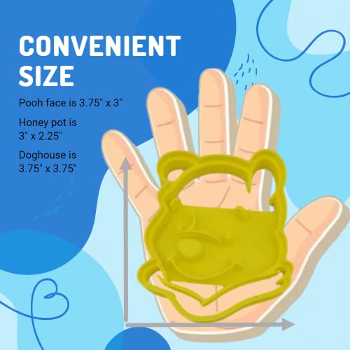 Heart's Treasure INSPIRED BY WINNIE THE POOH COOKIE CUTTERS Bear Character Adventure Winnie The Pooh Themed Head Face Honey (Hunny) Pot and Bee Hive Cookie Cutters (3 Pack) - Image 2
